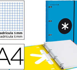 classeur-liderpapel-antartik-4-anneaux-ronds-40mm-a4-carton-remborda-feuillets-mobiles-quadrillage-5mm-coloris-bleu