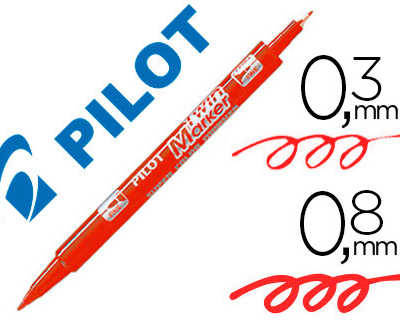 stylo-feutre-pilot-twin-marker-pointe-fibre-polyester-fine-0-3mm-et-large-0-8mm-tous-supports-coloris-rouge