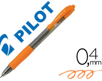stylo-bille-pilot-g2-7-fun-ecriture-moyenne-0-4mm-encre-gel-ratractable-corps-translucide-grip-caoutchouc-orange