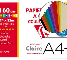 papier-dessin-clairefontaine-c-ouleur-travaux-de-dacoupage-gouache-pastel-160g-a4-coloris-vifs-pochette-12f