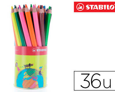 crayon-couleur-stabilo-jumbo-h-exagonal-mine-extra-large-5mm-pot-matal-36-unitas