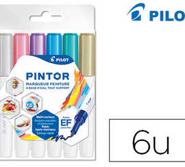 marqueur-pilot-pintor-set-metal-mix-pointe-extra-fine-coloris-argent-rose-violet-bleu-vert-or-pochette-6-unit-s