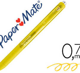 stylo-bille-paper-mate-inkjoy-gel-ratractable-acriture-moyenne-0-7mm-encre-douce-grip-coloris-jaune