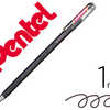 ROLLER GEL PENTEL HYBRID DUAL METALLIC POINTE BILLE 1MM EFFETS COULEUR SELON ANGLE ENCRE COLORIS NOIR/ROUGE MATALLIQUE