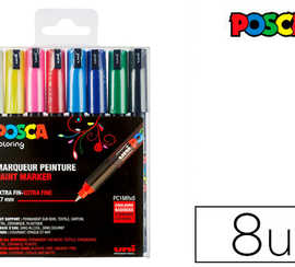 marqueur-posca-pc1mc-gouache-e-ncre-inodore-toutes-surfaces-pointe-ultra-fine-conique-coloris-basiques-8-unitas