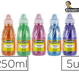 peinture-l-eau-paillet-e-cl-op-tre-coloris-orange-vert-magenta-bleu-et-violet-250ml-lot-de-5-flacons