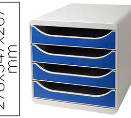 module-classement-exacompta-bi-g-box-4-tiroirs-ouverts-monobloc-ultra-rigide-347x278x267mm-coloris-gris-bleu