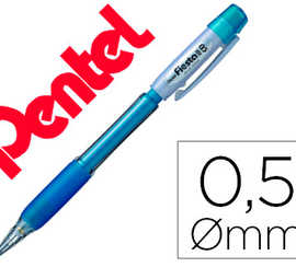 porte-mine-pentel-fiesta-grip-caoutchouc-confort-agrafe-et-gomme-rechargeable-mine-0-5mm-corps-coloris-bleu