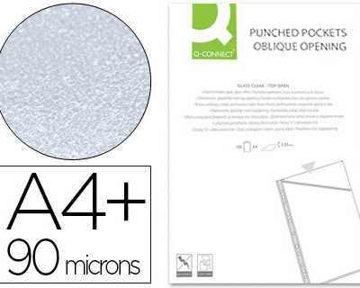 pochette-coin-q-connect-pvc-transparent-290x195mm-perforee-4-trous-90-microns-boite-100u