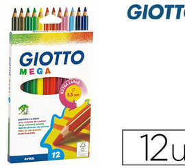 crayon-couleur-giotto-mega-for-me-hexagonale-mine-large-5-5mm-coloris-assortis-atui-carton-12-unitas