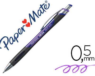stylo-bille-paper-mate-inkjoy-550-criture-moyenne-0-5mm-encre-ultra-douce-r-tractable-r-siste-bavures-coloris-violet