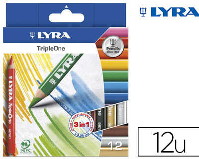 crayon-couleur-lyra-triple-one-3en1-triangulaire-aquarellable-120mm-craie-grasse-mine-6-25mm-diametre-atui-carton-12u