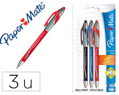 stylo-bille-paper-mate-flexgrip-lite-couleurs-assorties-pochette-3-unit-s