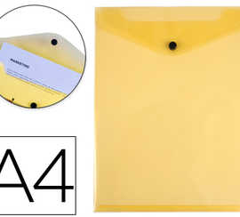 pochette-enveloppe-polypropyl-ne-liderpapel-verticale-fermeture-bouton-a4-210x297mm-180microns-transparent-coloris-jaun
