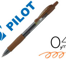 stylo-bille-pilot-g2-7-criture-moyenne-0-4mm-encre-gel-r-tractable-corps-translucide-grip-caoutchouc-caramel