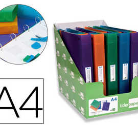 classeur-liderpapel-4-anneaux-25mm-a4-260x315mm-polypropylene-dos-40mm-porte-cartes-visite-coloris-assortis