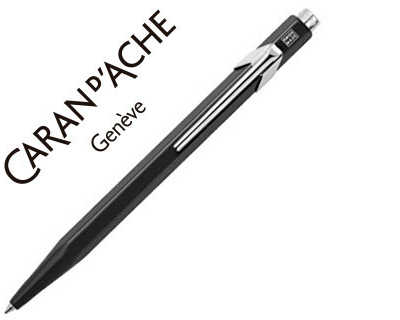 stylo-caran-d-ache-849-classic-line-aluminium-bouton-poussoir-corps-hexagonal-coloris-noir-pointe-moyenne-encre-bleue