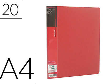 prot-ge-documents-pentel-wing-a4-20-pochettes-coloris-rouge