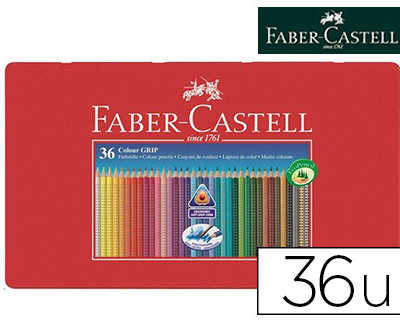 crayon-couleur-faber-castell-grip-triangulaire-aquarellableergonomique-grip-antiderapant-mine-fine-boite-m-tal-36u