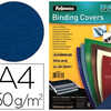 COUVERTURE FELLOWES GRAIN CUIR 250G FORMAT A4 COLORIS BLEU ROYAL PAQUET 100 UNITAS