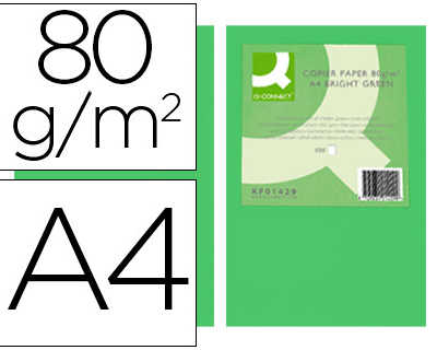 papier-couleur-q-connect-multi-fonction-a4-80g-m2-unicolore-vert-intense-ramette-500-feuilles