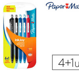 stylo-bille-paper-mate-inkjoy-300-r-tractable-couleurs-assorties-blister-4-unit-s-1-gratuite