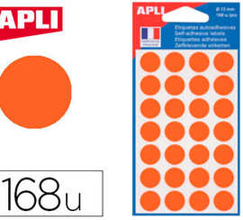 pastille-adhasive-apli-agipa-d-iametre-15mm-permanente-coloris-orange-pochette-168-unitas
