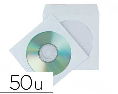 pochette-cd-dvd-q-connect-papi-er-fen-tre-rabat-auto-adhasif-coloris-blanc-paquet-50-unitas