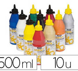 gouache-acrylique-pabao-acrylc-olor-indalabile-couvrante-brillante-tous-supports-assortiment-10-flacons-500ml