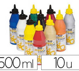 gouache-acrylique-pabao-acrylc-olor-indalabile-couvrante-brillante-tous-supports-assortiment-10-flacons-500ml