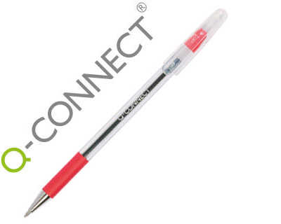 stylo-bille-q-connect-grip-caoutchouc-couleur-encre-corps-translucide-rouge