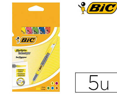 surligneur-bic-technolight-poi-nte-biseautae-acriture-1-3mm-encre-liquide-visible-coloris-assortis-pochette-5-unitas