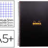 CAHIER RHODIACTIVE NOTEBOOK RE LIURE INTAGRALE NOIRE COUVERTURE PP A5+ 16X21CM 160 PAGES 90G 5X5MM MICROPERFORA