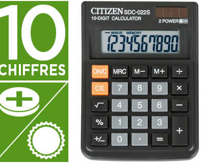 calculatrice-citizen-bureau-sdc-022s-10-chiffres-m-moire-racine-carr-e-pourcentage-solaire-pile-119-7x87x23-1mm-66g