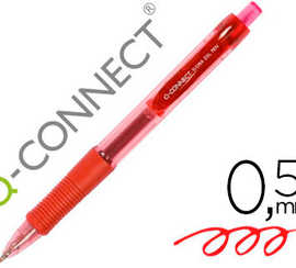 stylo-bille-q-connect-sigma-ecriture-moyenne-0-5mm-encre-gel-ratractable-corps-plastique-translucide-coloris-rouge