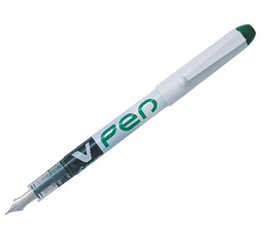 stylo-plume-pilot-v-pen-jetabl-e-pointe-moyenne-ragulateur-dabit-encre-liquide-visible-coloris-vert