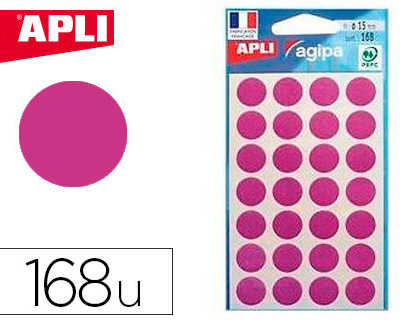 pastille-adhasive-apli-agipa-d-iametre-15mm-permanente-coloris-violet-pochette-168-unitas