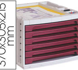 module-q-connect-6-tiroirs-sec-r-taire-superposable-doc-format-inclus-270x320mm-370x305x215mm-bordeaux-opaque