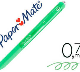 stylo-bille-paper-mate-inkjoy-gel-ratractable-acriture-moyenne-0-7mm-encre-douce-grip-coloris-vert-clair