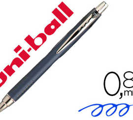 stylo-bille-uniball-jetstream-rt-acriture-moyenne-0-8mm-encre-gel-ratractable-grip-antiglisse-agrafe-matal-coloris-bleu
