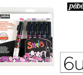marqueur-peinture-pabao-skrib-acrylique-brillant-multi-supports-pointe-0-7mm-couleurs-dragaes-set-6-unitas