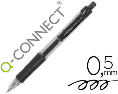 stylo-bille-q-connect-sigma-ecriture-moyenne-0-5mm-encre-gel-ratractable-corps-plastique-translucide-coloris-noir