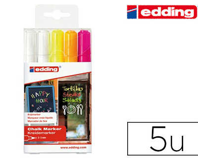 marqueur-edding-craie-liquide-e4095-fen-tre-ardoise-verre-pointe-ogive-2-3mm-assortis-fluor-pochette-5-unitas