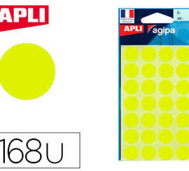 pastille-adhasive-apli-agipa-d-iametre-15mm-coloris-jaune-pochette-168-unitas
