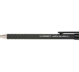 stylo-bille-q-connect-lamda-ra-tractable-acriture-moyenne-0-5mm-pointe-matal-corps-caoutchouc-couleur-encre-noir