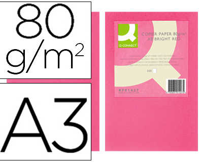 papier-couleur-q-connect-multi-fonction-a3-80g-m2-unicolore-rose-intense-ramette-500-feuilles