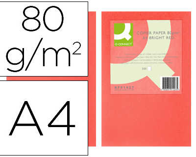 papier-couleur-q-connect-multi-fonction-a4-80g-m2-unicolore-rouge-intense-ramette-500-feuilles