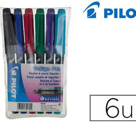 stylo-feutre-pilot-v-sign-pen-acriture-moyenne-0-6mm-pointe-fibre-polyester-encre-intense-liquide-pochette-6-unitas