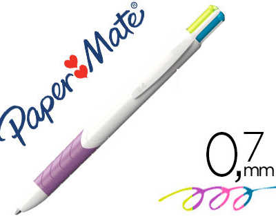 stylo-bille-paper-mate-inkjoy-quatro-criture-moyenne-0-7mm-encre-douce-grip-couleurs-intenses-fun