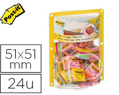 bloc-notes-post-it-cube-mini-51x51mm-400f-plaisir-nergie-pr-sentoir-maxi-bulle-24-unit-s